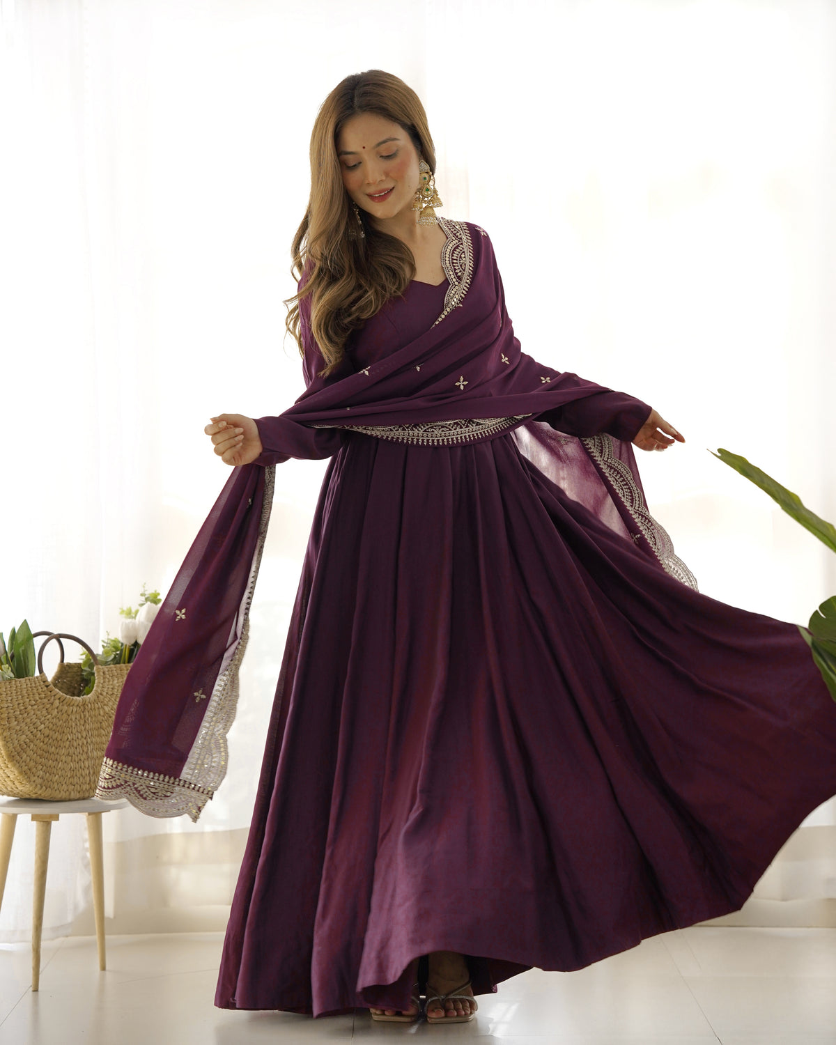 Women’s Premium Chanderi Silk Anarkali Suit Set with Dupatta
