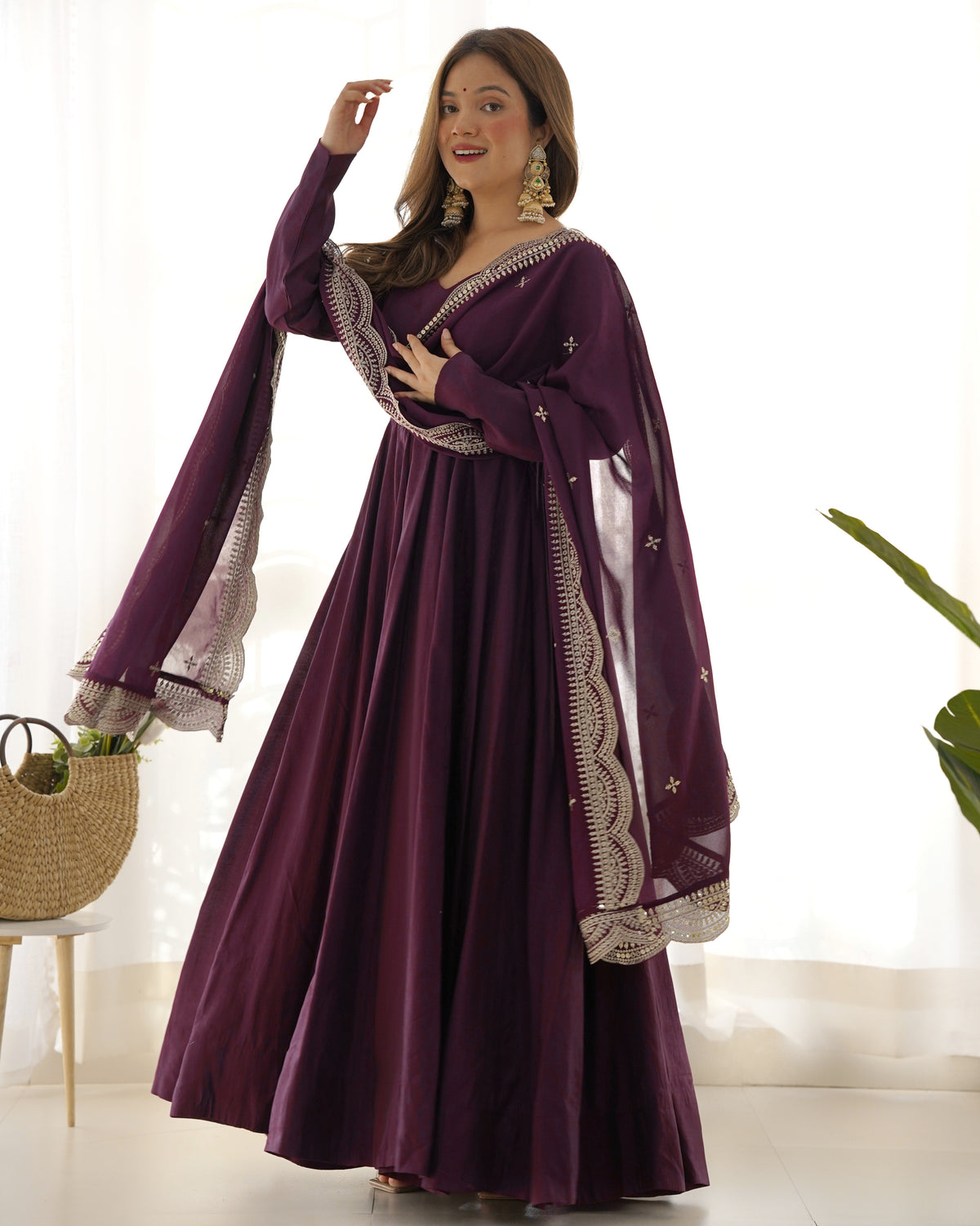 Women’s Premium Chanderi Silk Anarkali Suit Set with Dupatta