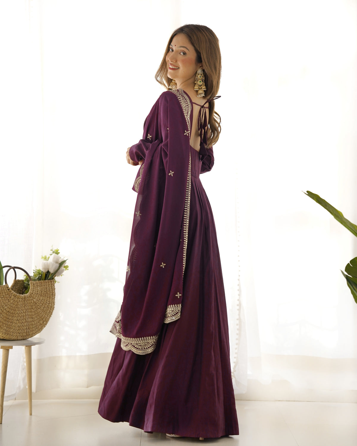 Women’s Premium Chanderi Silk Anarkali Suit Set with Dupatta
