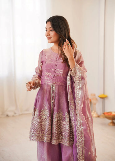 Women Ethnic Motifs Embroidered Empire Kurta with Palazzos & With Dupatta