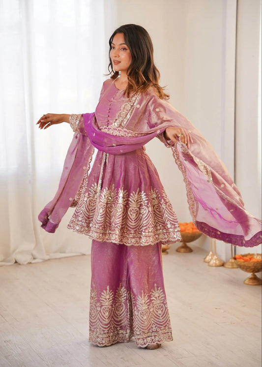 Women Ethnic Motifs Embroidered Empire Kurta with Palazzos & With Dupatta